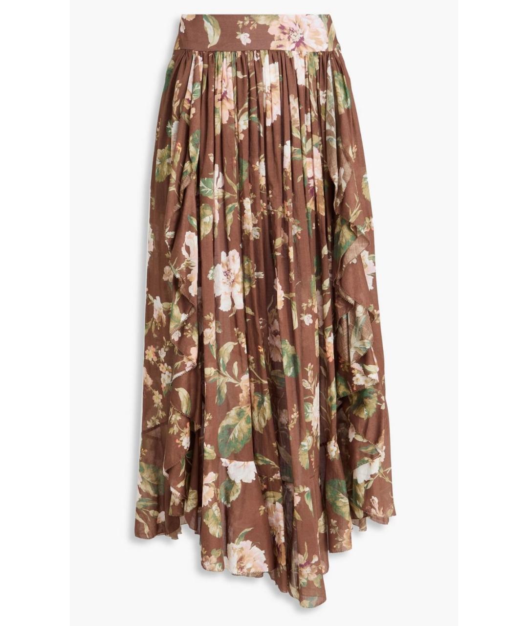 ZIMMERMANN Коричневая хлопковая юбка миди, фото 4