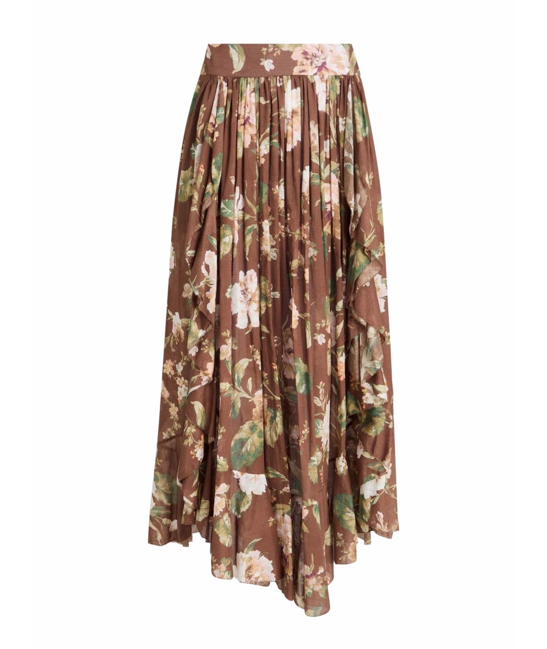 ZIMMERMANN Коричневая хлопковая юбка миди, фото 1