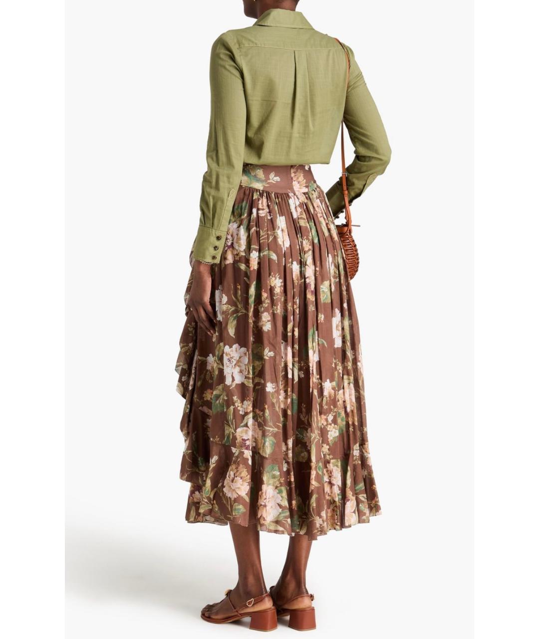 ZIMMERMANN Коричневая хлопковая юбка миди, фото 3