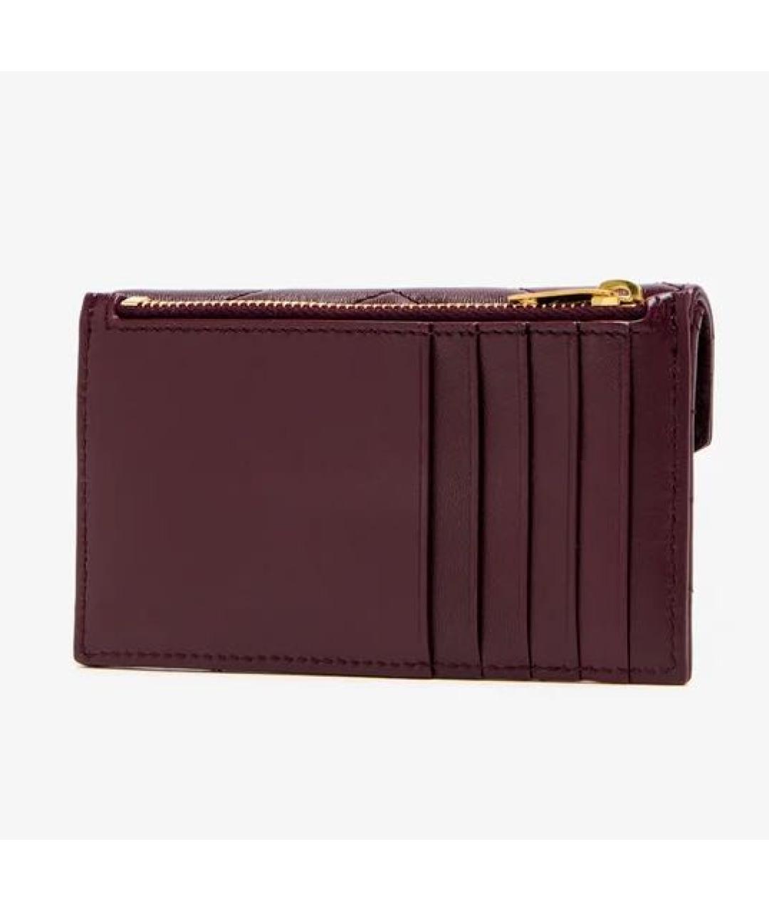 SAINT LAURENT Бордовый кожаный кардхолдер, фото 4
