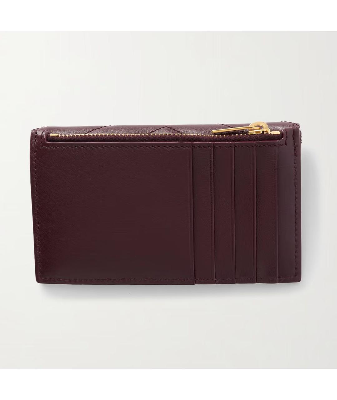 SAINT LAURENT Бордовый кожаный кардхолдер, фото 5