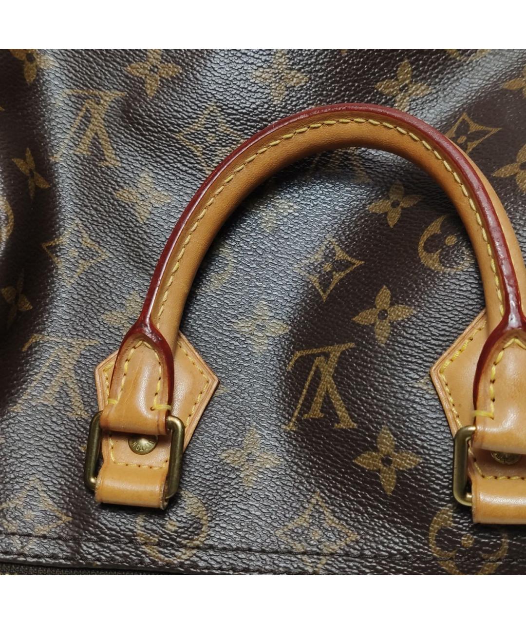 LOUIS VUITTON Коричневая кожаная сумка с короткими ручками, фото 7
