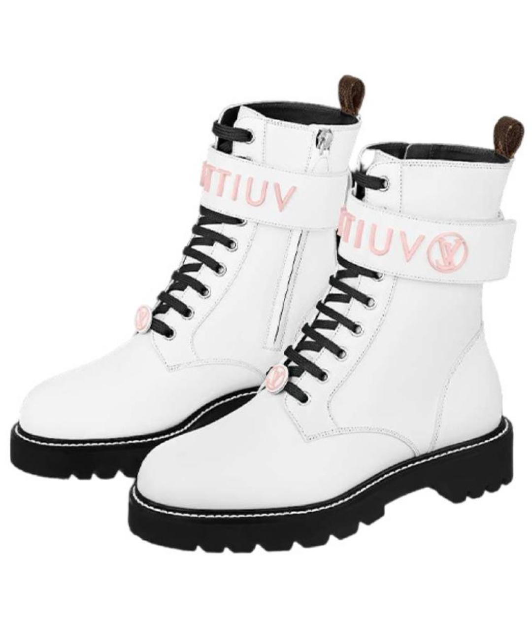 LOUIS VUITTON Белые кожаные ботинки, фото 3