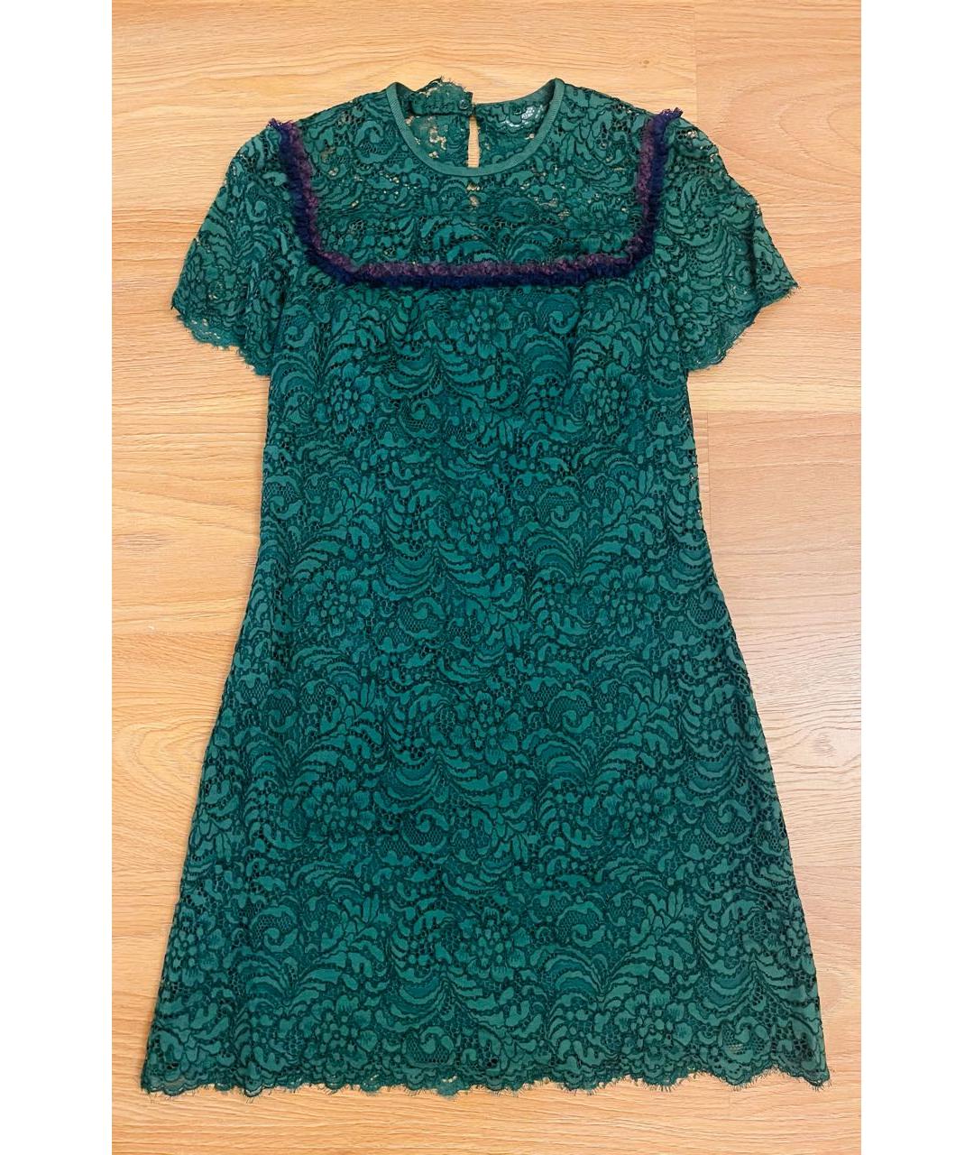 SANDRO Зеленые хлопковое коктейльное платье, фото 9