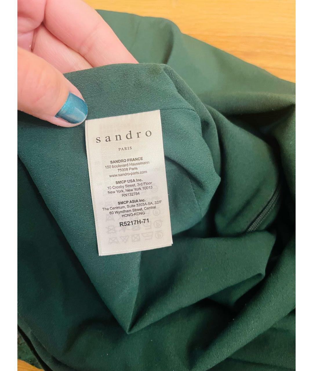 SANDRO Зеленые хлопковое коктейльное платье, фото 7