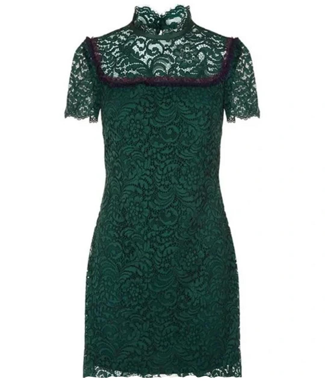 SANDRO Зеленые хлопковое коктейльное платье, фото 1