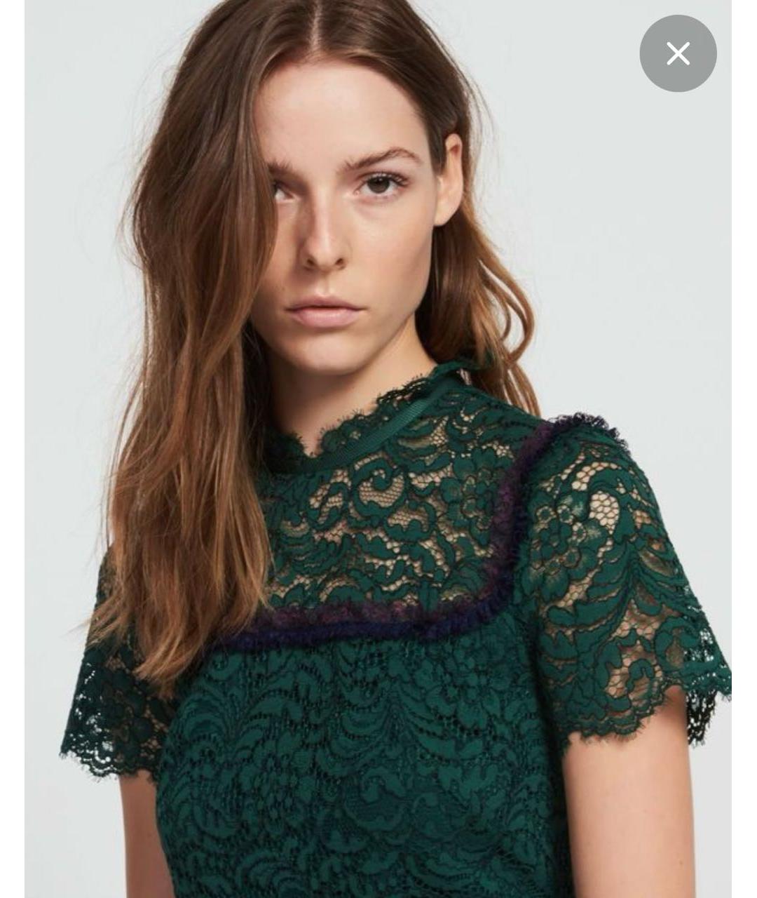 SANDRO Зеленые хлопковое коктейльное платье, фото 3