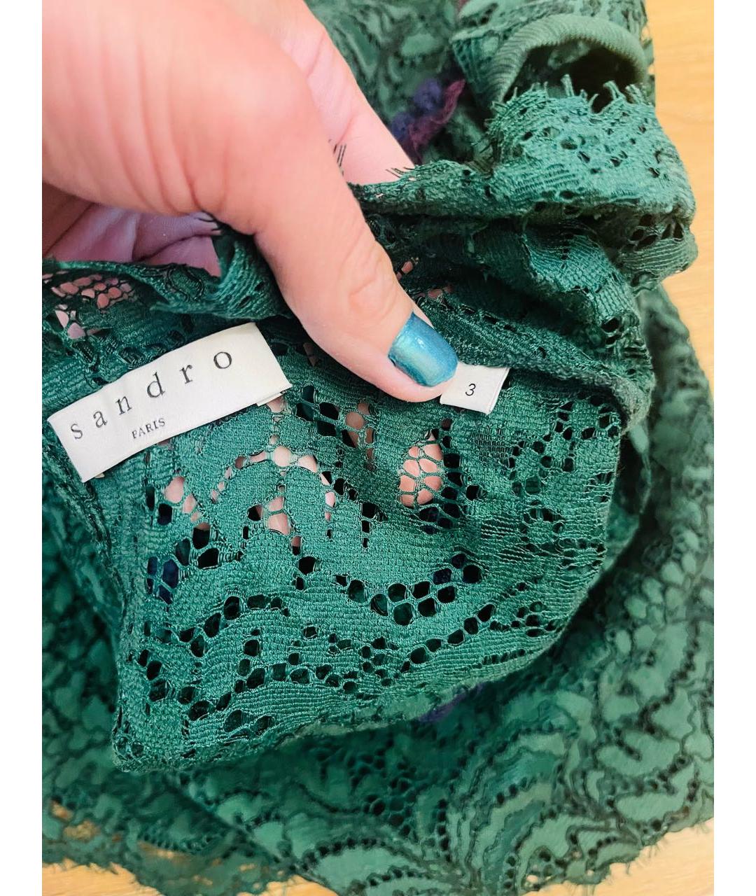 SANDRO Зеленые хлопковое коктейльное платье, фото 6