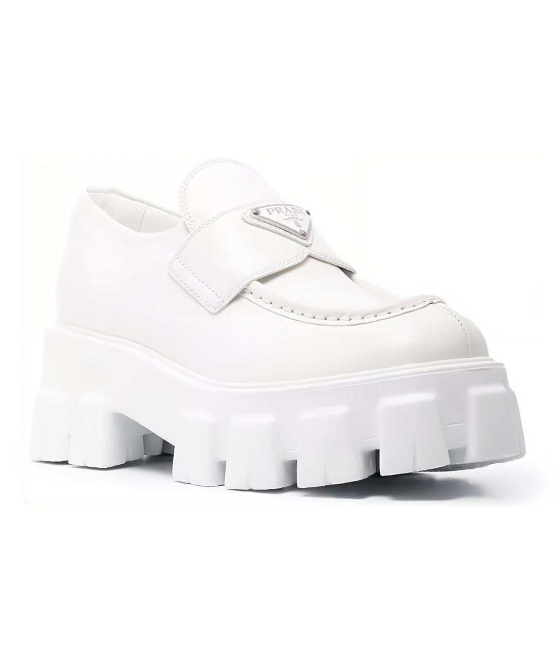 PRADA Белые кожаные лоферы, фото 3