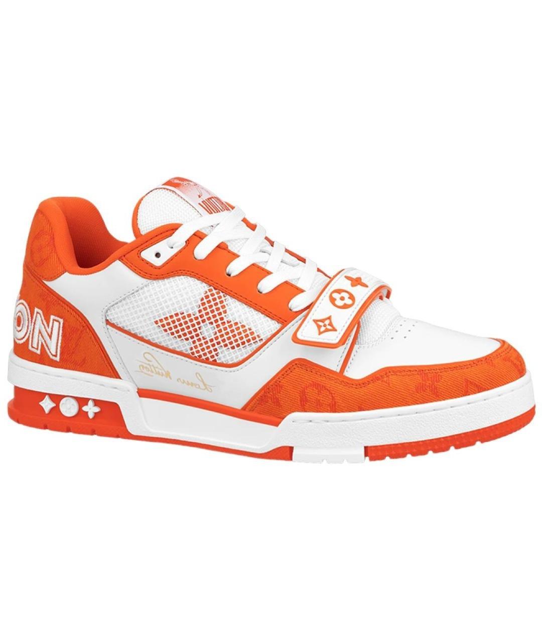 LOUIS VUITTON Оранжевое кожаные низкие кроссовки / кеды, фото 1