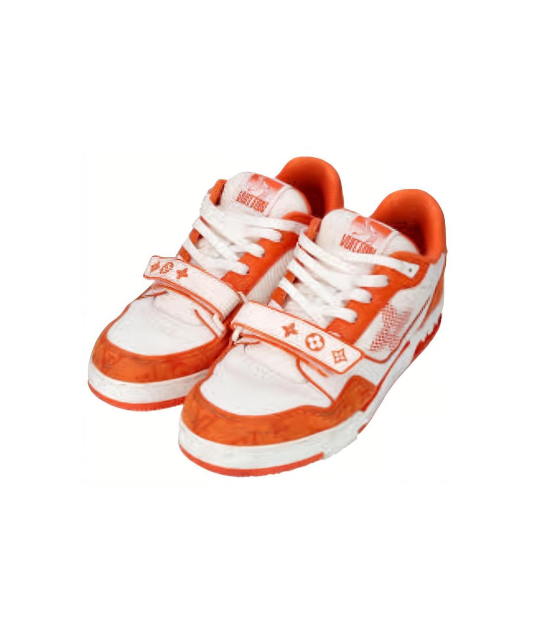 LOUIS VUITTON Оранжевое кожаные низкие кроссовки / кеды, фото 2