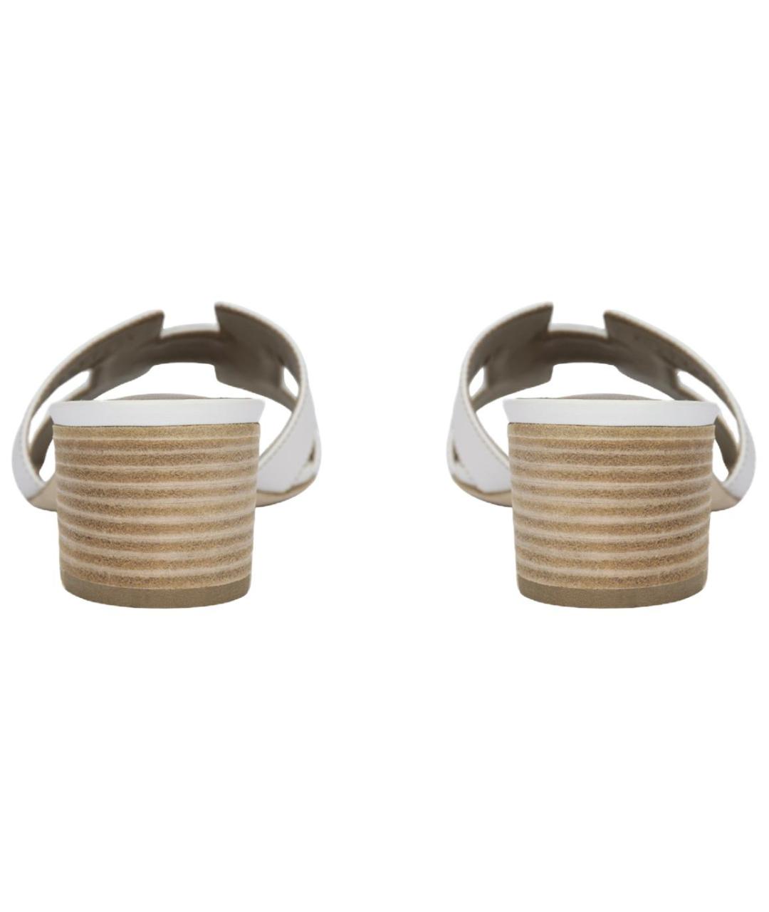 HERMES Белые кожаные сандалии, фото 4