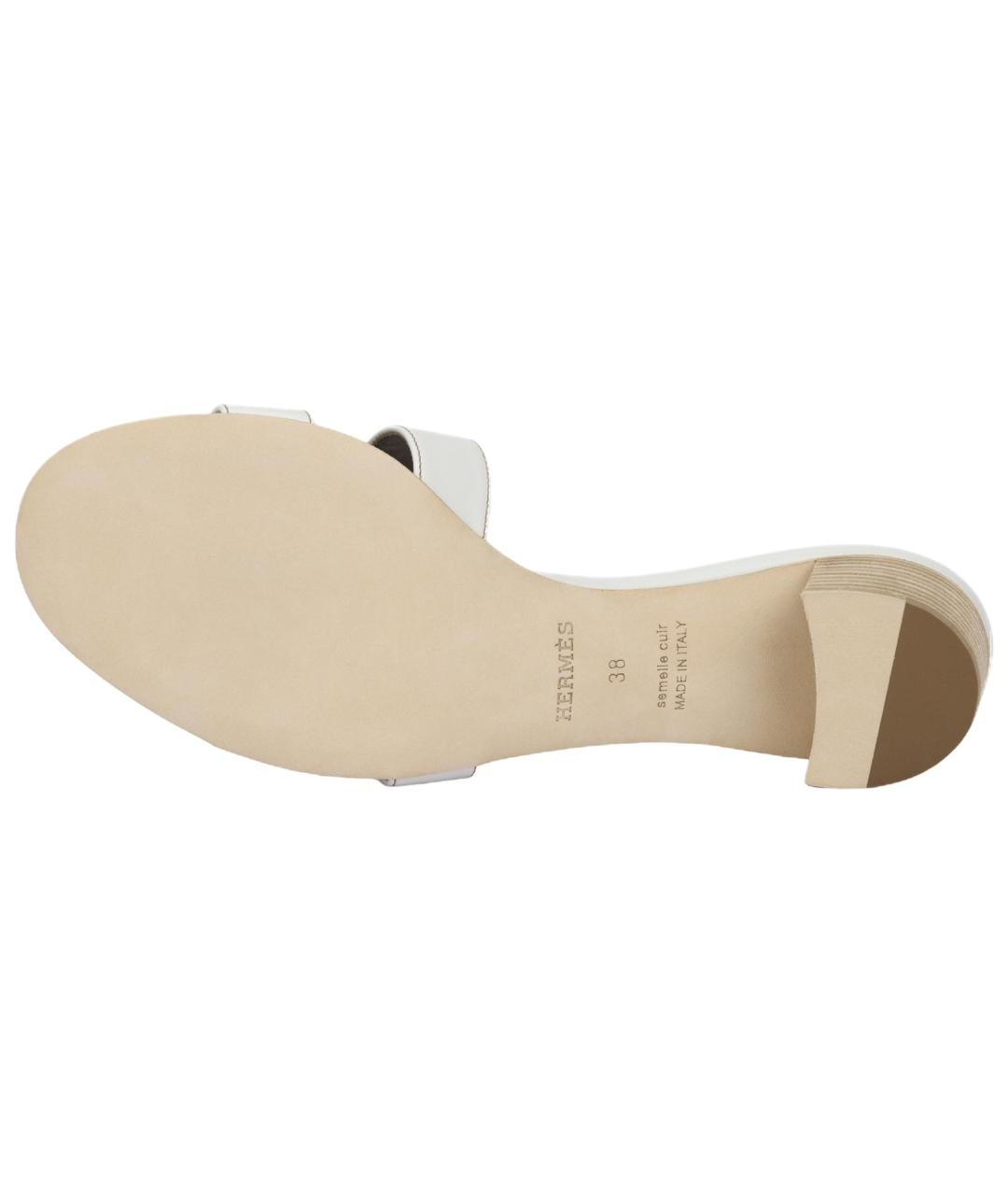 HERMES Белые кожаные сандалии, фото 5