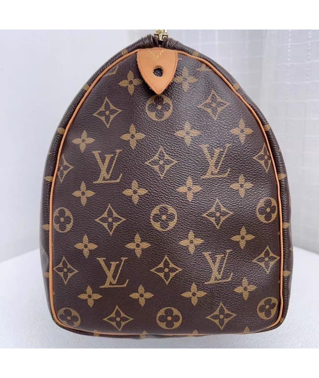 LOUIS VUITTON Коричневая кожаная сумка с короткими ручками, фото 4
