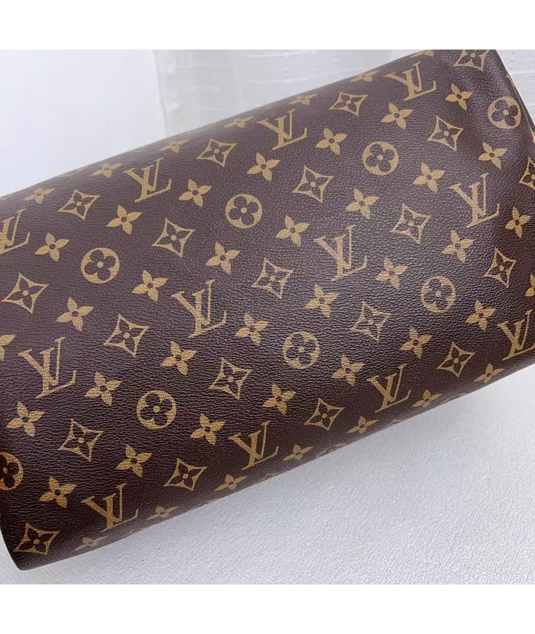 LOUIS VUITTON Коричневая кожаная сумка с короткими ручками, фото 3