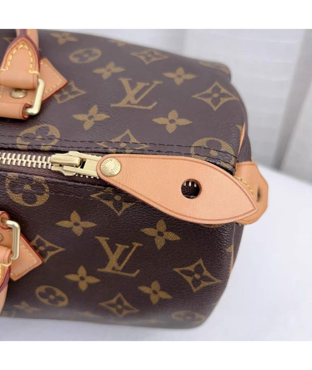 LOUIS VUITTON Коричневая кожаная сумка с короткими ручками, фото 7