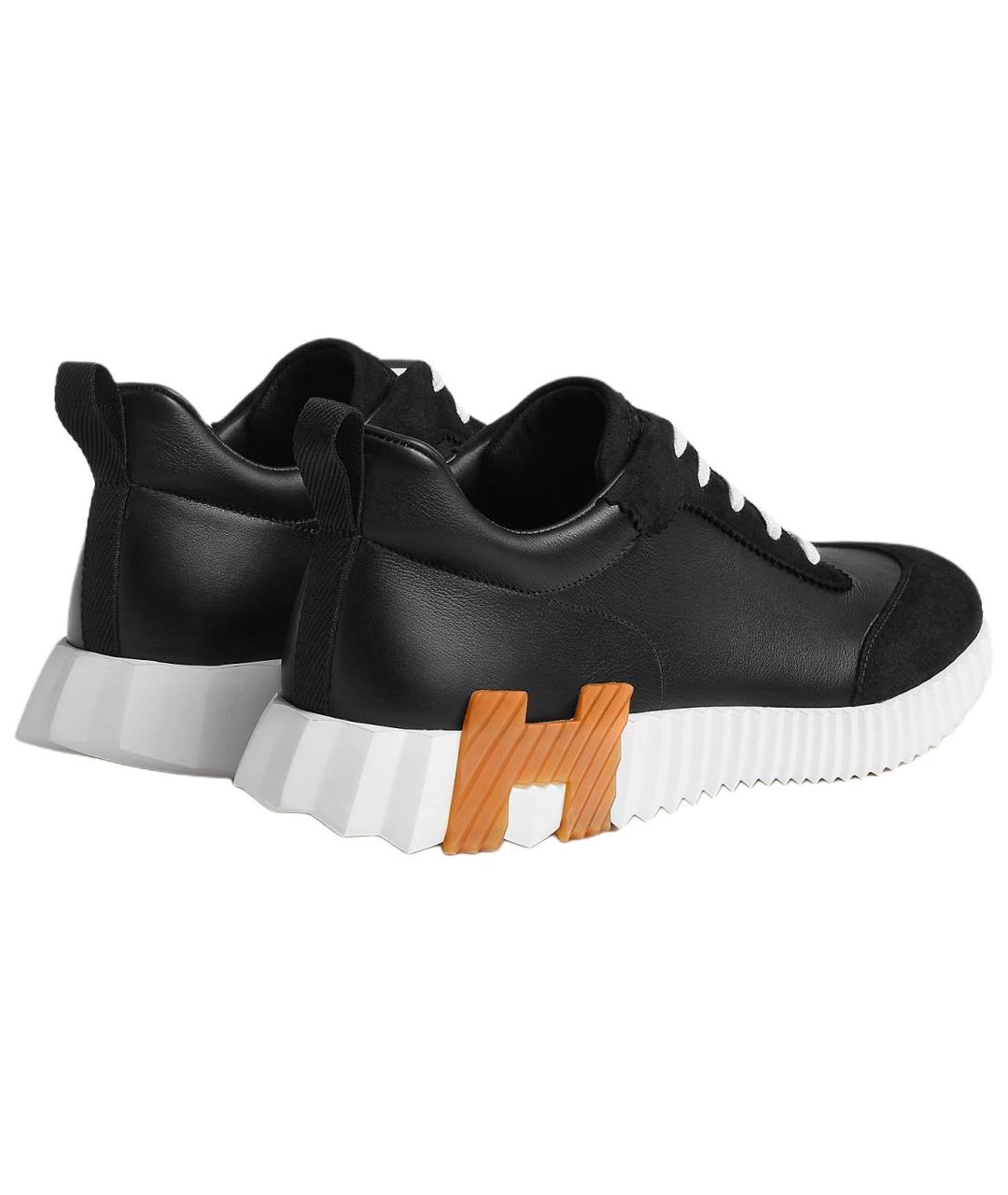 HERMES Черные кожаные низкие кроссовки / кеды, фото 3