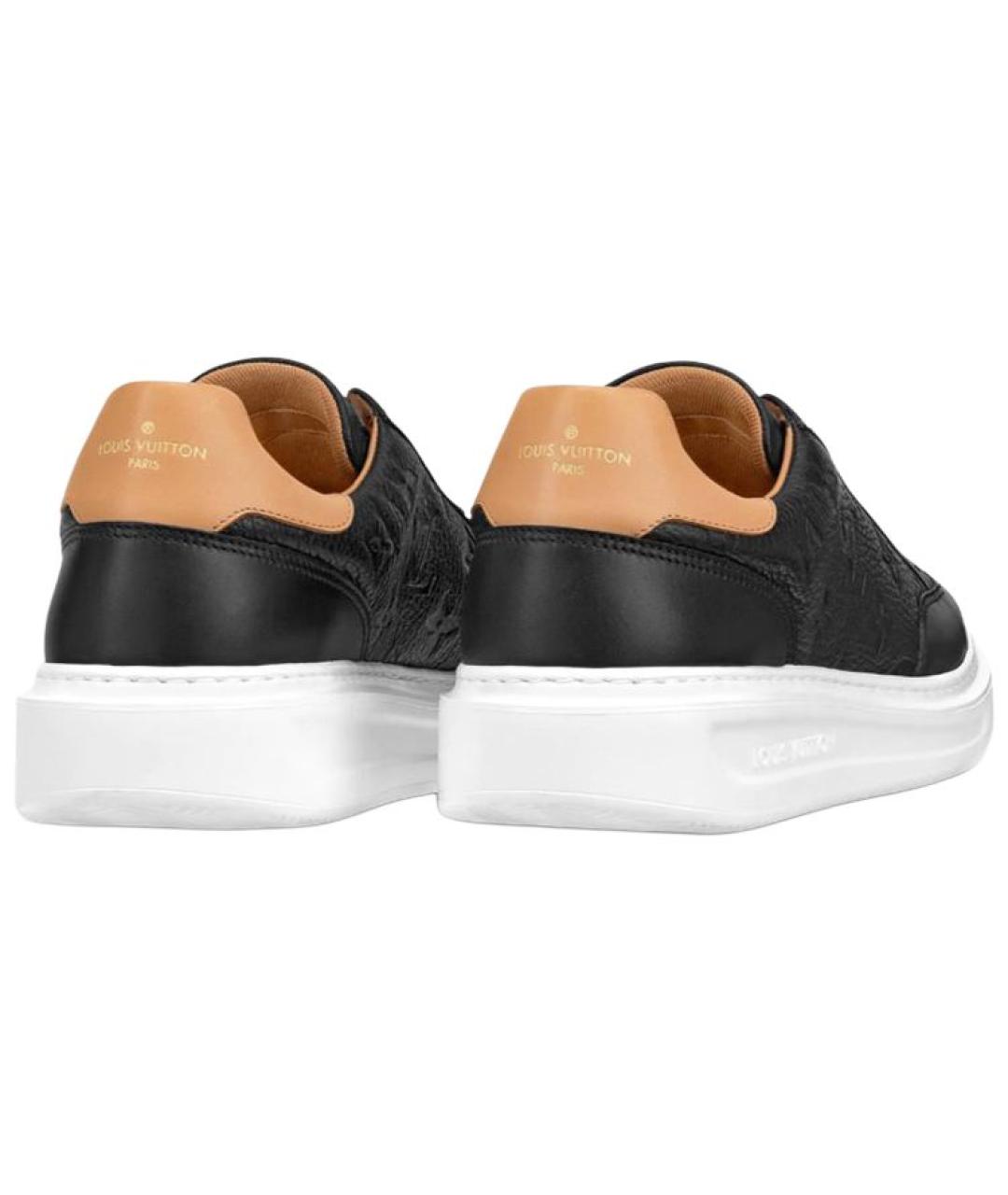 LOUIS VUITTON Черные кожаные низкие кроссовки / кеды, фото 3