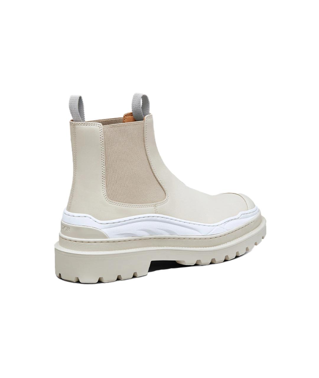 CHRISTIAN DIOR Бежевые кожаные низкие ботинки, фото 4