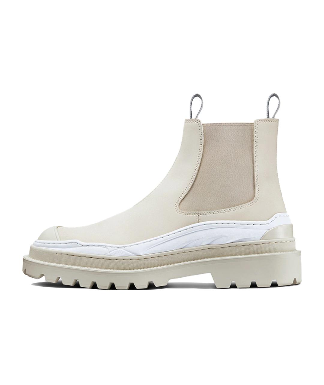 CHRISTIAN DIOR Бежевые кожаные низкие ботинки, фото 2