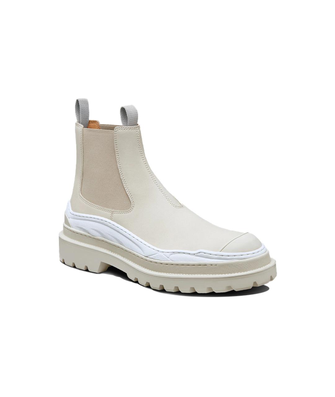 CHRISTIAN DIOR Бежевые кожаные низкие ботинки, фото 3