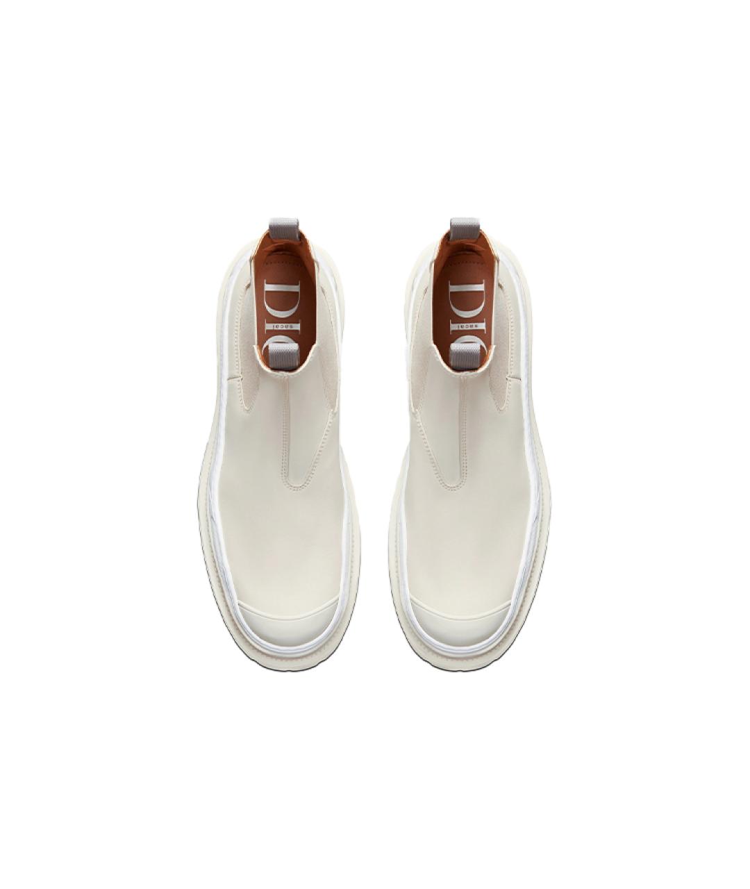 CHRISTIAN DIOR Бежевые кожаные низкие ботинки, фото 5