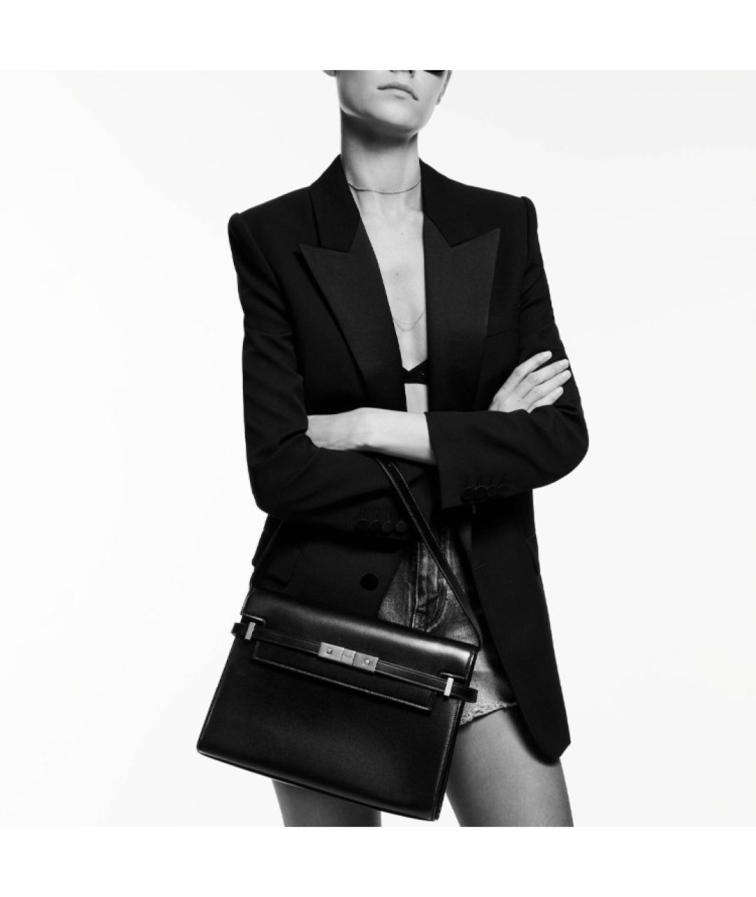 SAINT LAURENT Черная кожаная сумка через плечо, фото 7
