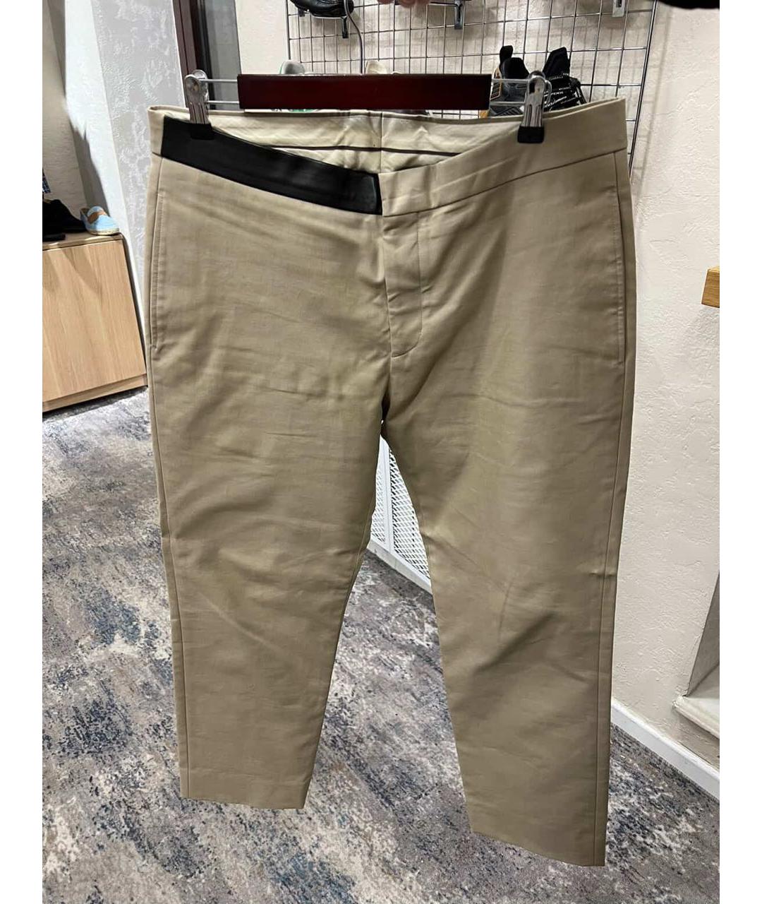 HERMES Бежевые хлопко-эластановые классические брюки, фото 3