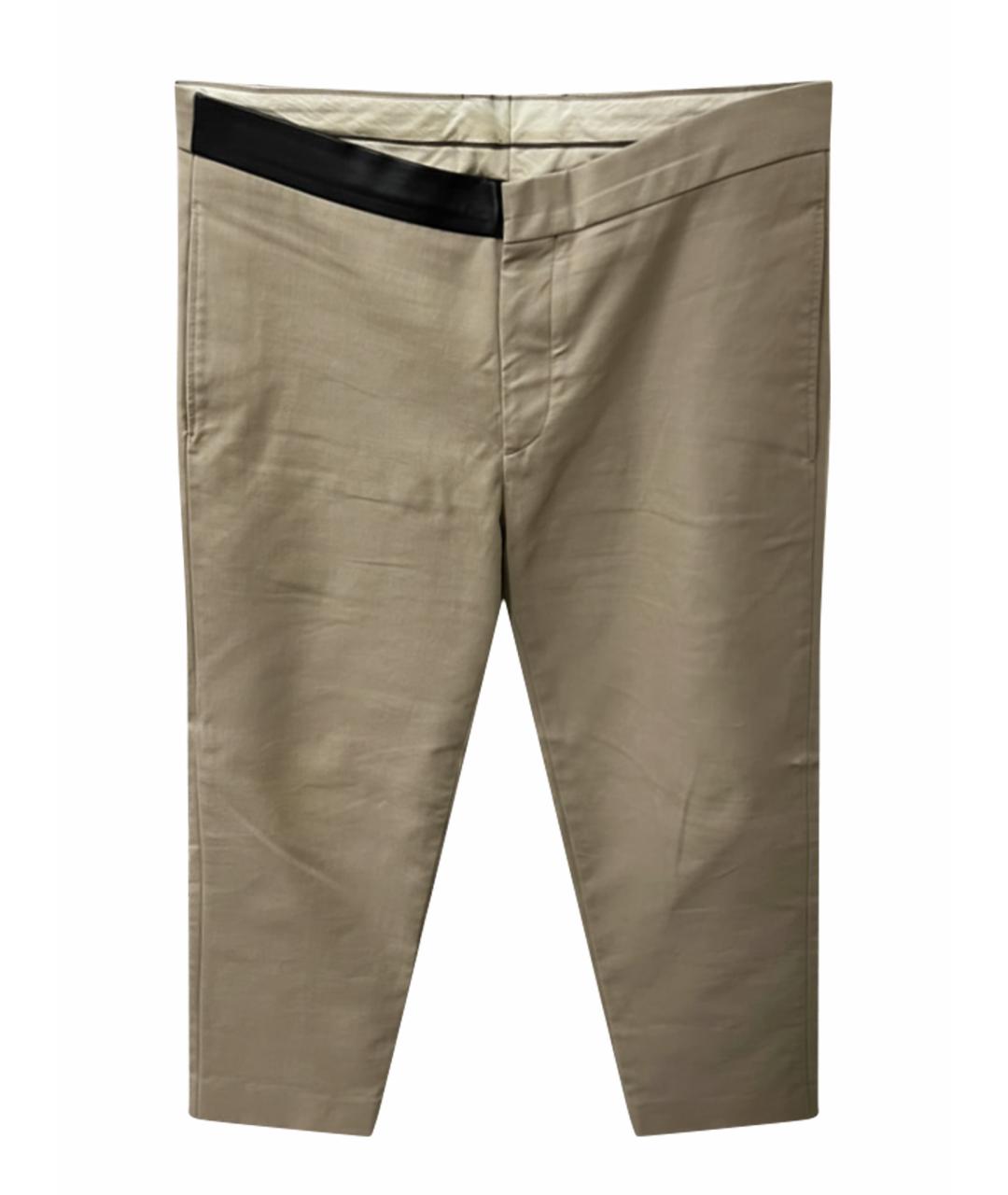 HERMES Бежевые хлопко-эластановые классические брюки, фото 1
