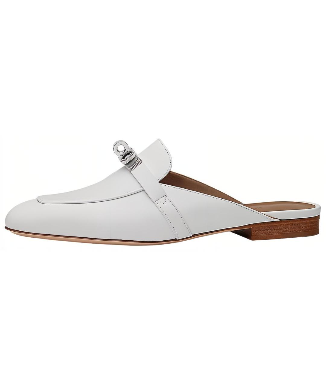 HERMES Белые кожаные мюли, фото 2