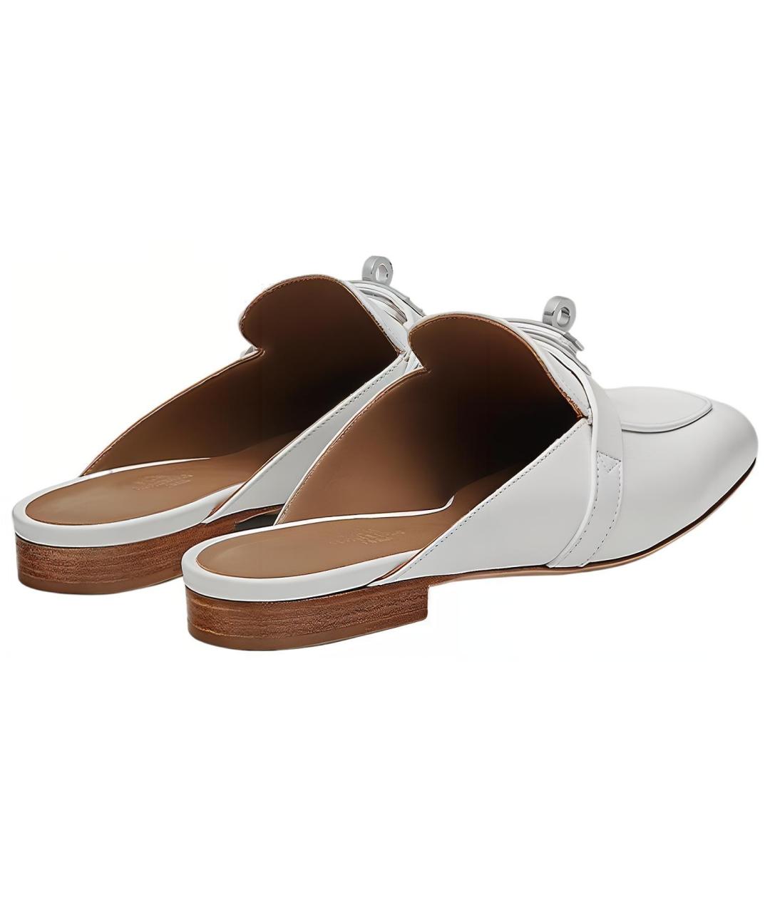 HERMES Белые кожаные мюли, фото 5