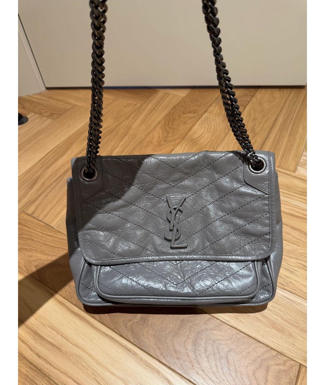 SAINT LAURENT Серая сумка через плечо, фото 6
