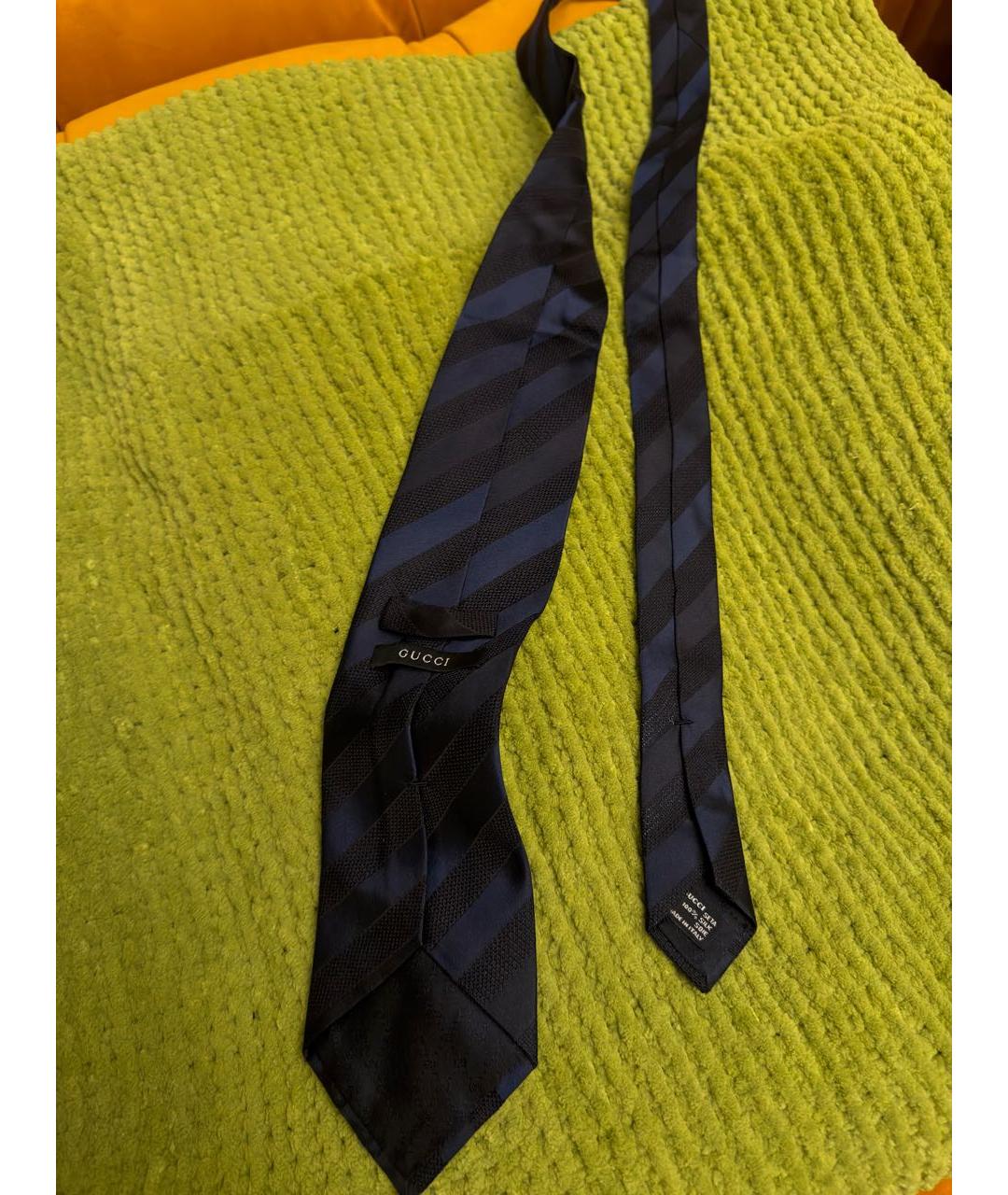 GUCCI Темно-синий шелковый галстук, фото 2