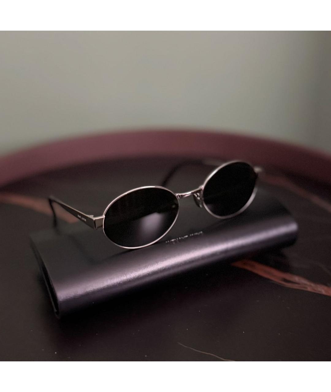 SAINT LAURENT Серебряные металлические солнцезащитные очки, фото 2