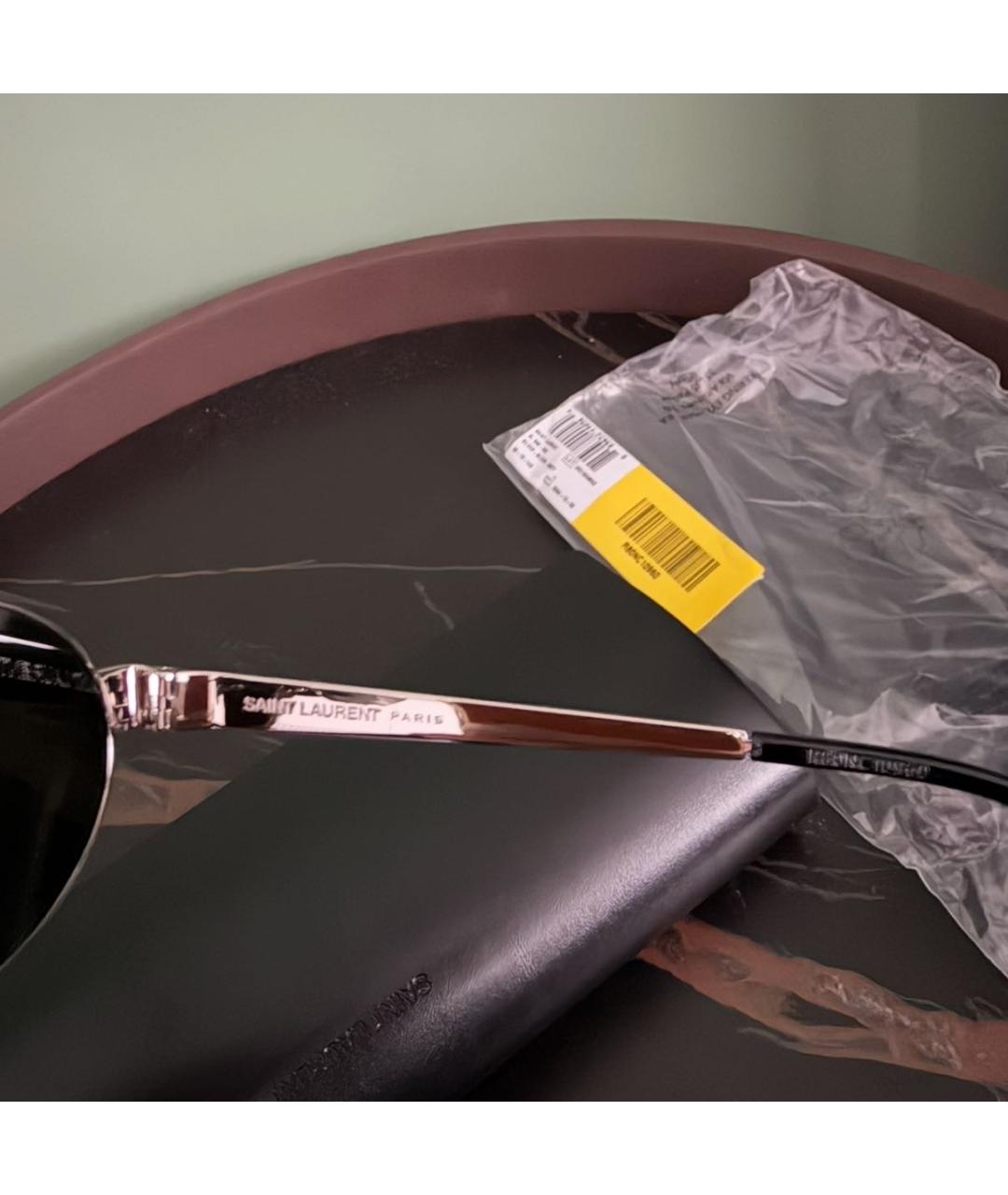 SAINT LAURENT Серебряные металлические солнцезащитные очки, фото 3
