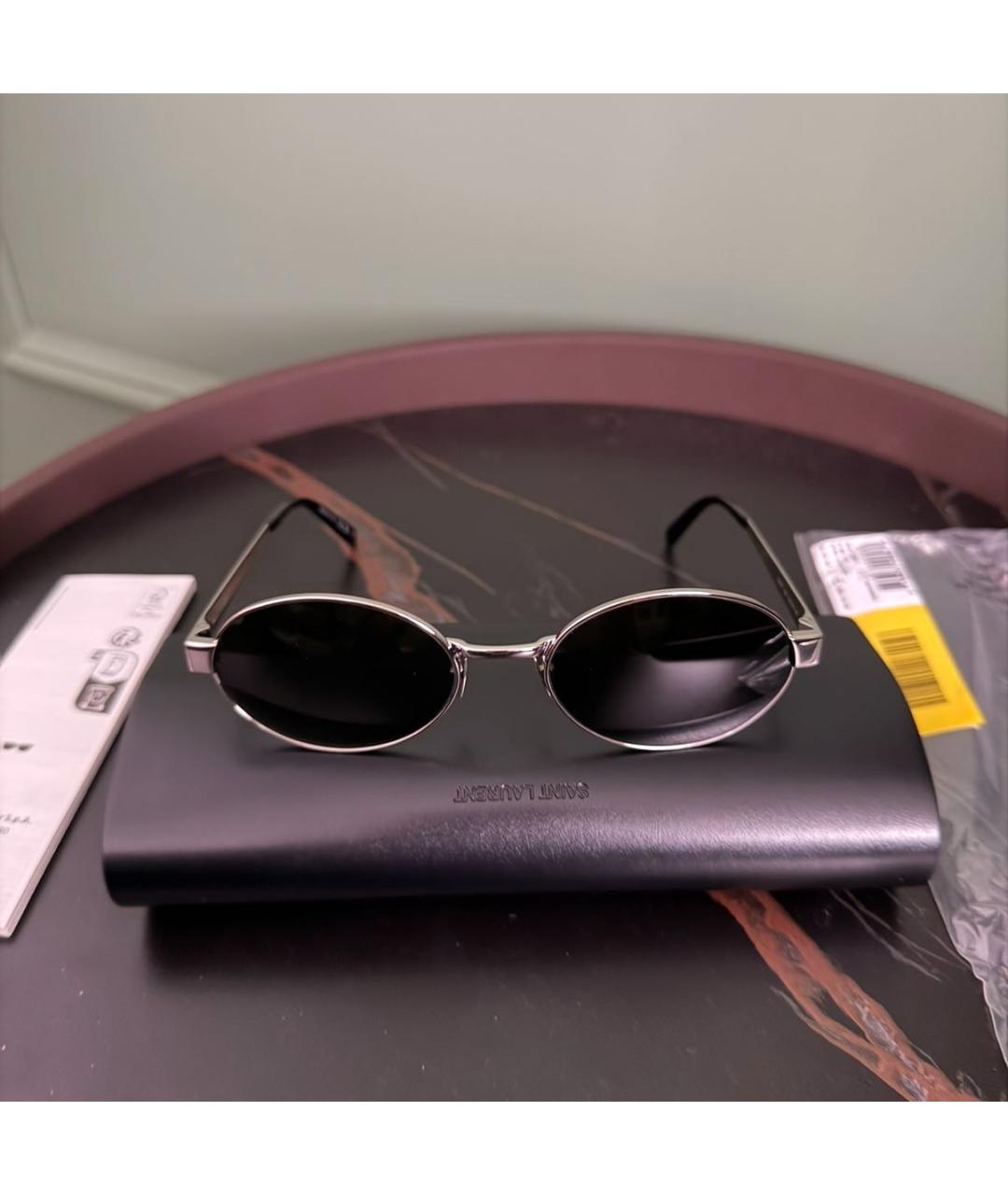 SAINT LAURENT Серебряные металлические солнцезащитные очки, фото 4
