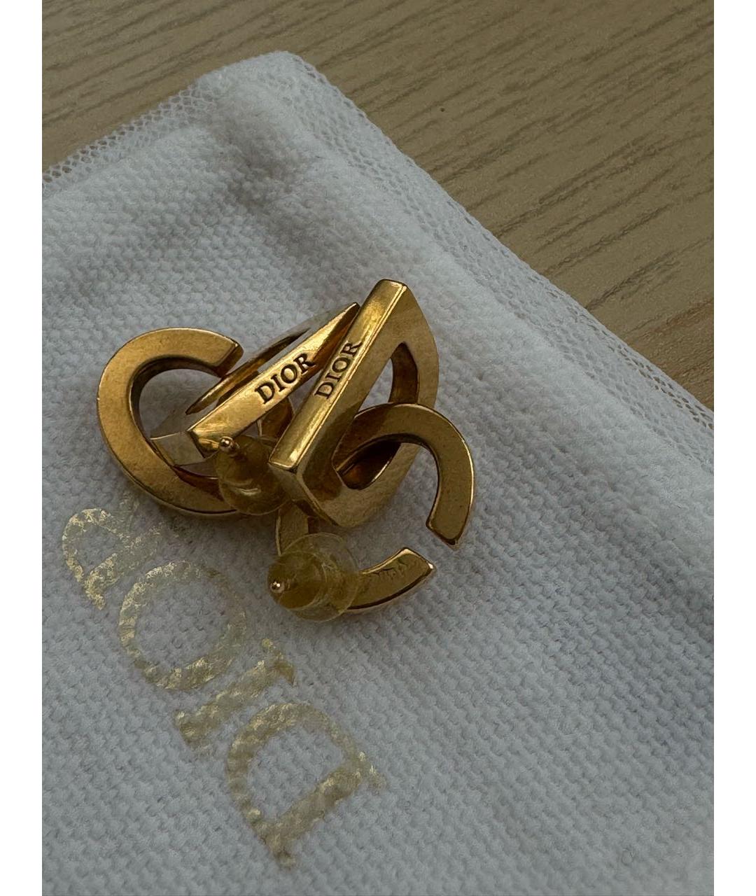 CHRISTIAN DIOR Золотые металлические серьги, фото 3