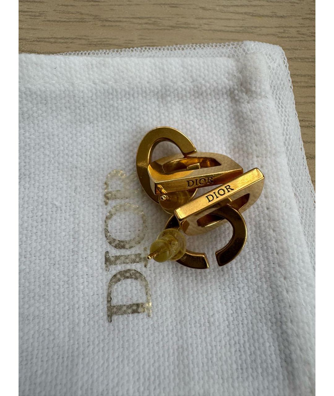 CHRISTIAN DIOR Золотые металлические серьги, фото 5