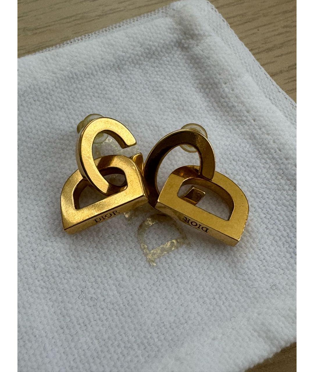 CHRISTIAN DIOR Золотые металлические серьги, фото 2
