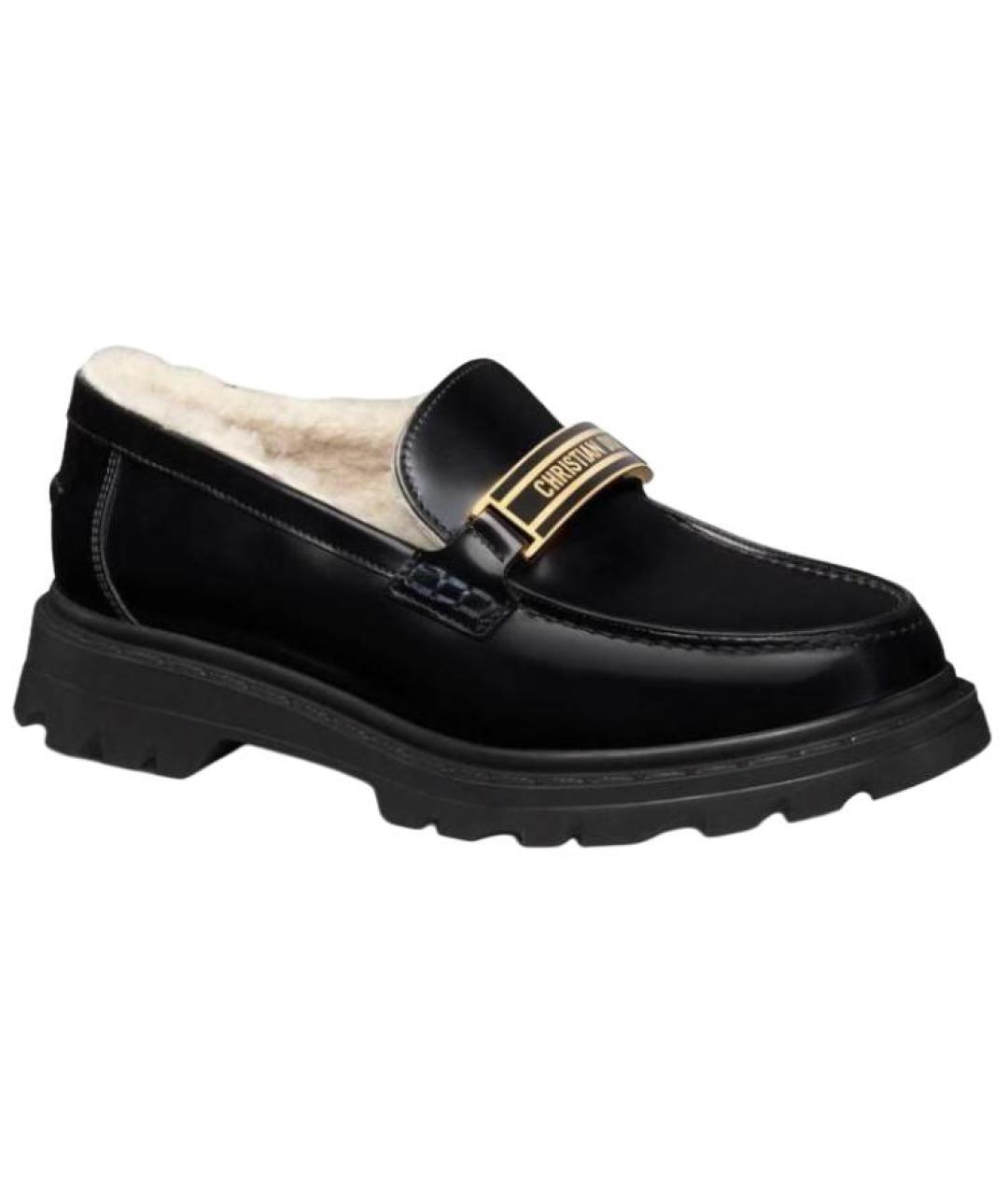 CHRISTIAN DIOR Черные кожаные лоферы, фото 3