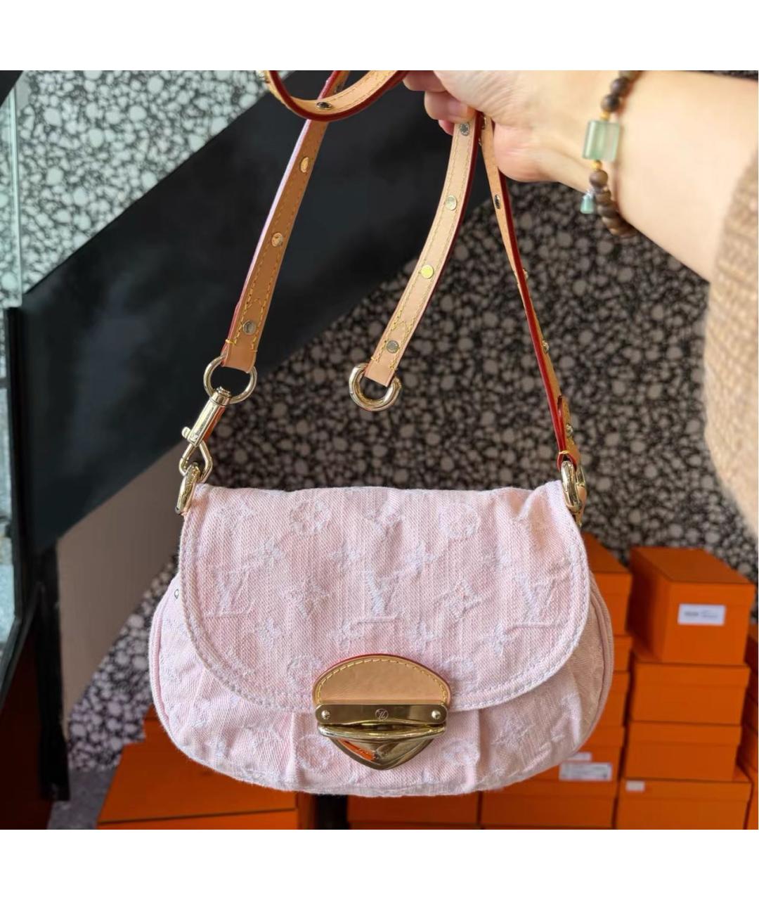 LOUIS VUITTON Розовая деним сумка через плечо, фото 7