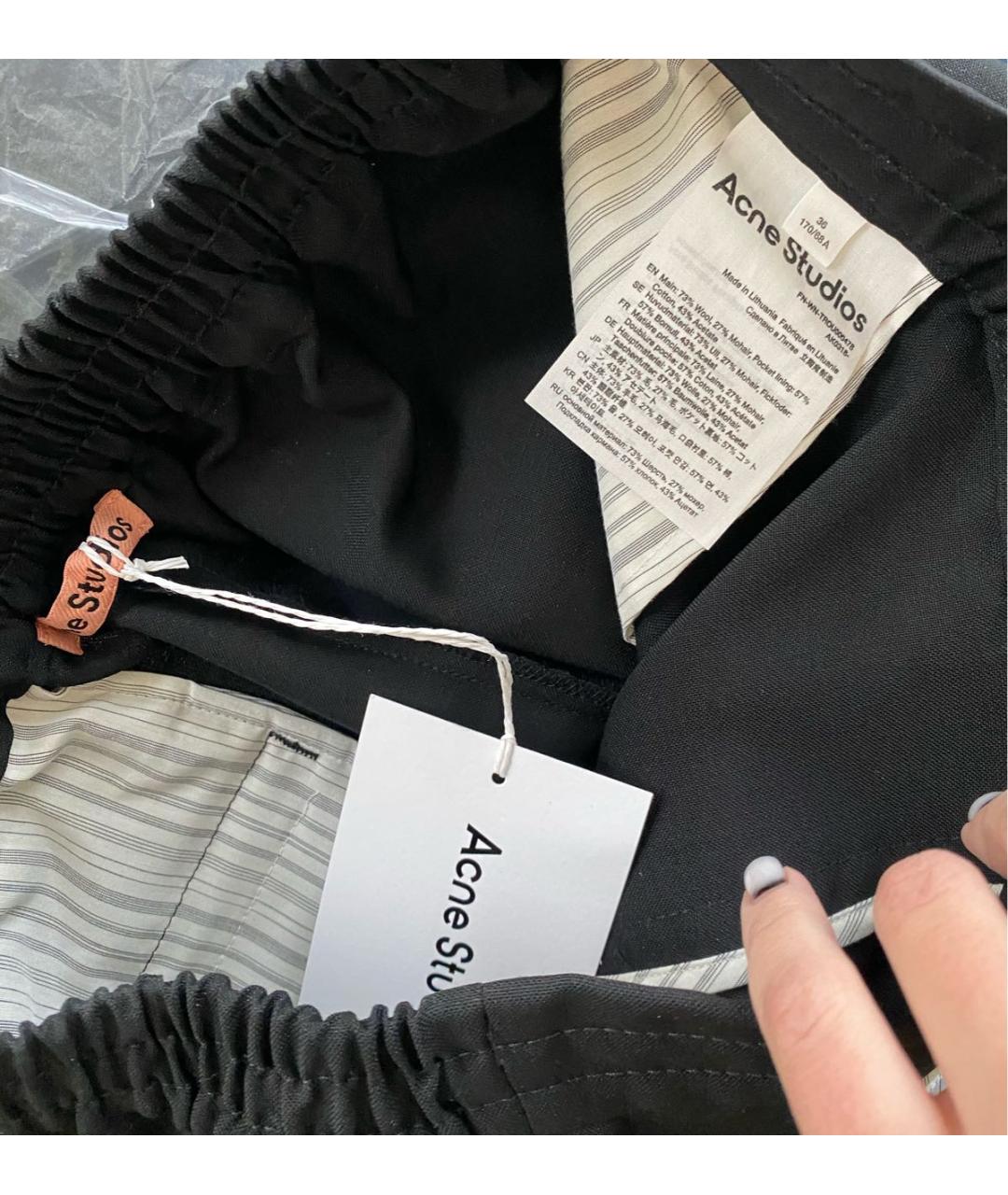 ACNE STUDIOS Черные шерстяные прямые брюки, фото 8