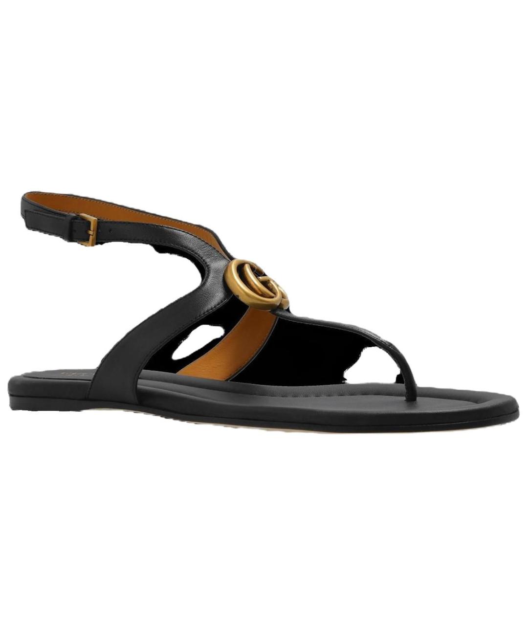 GUCCI Черные кожаные сандалии, фото 2