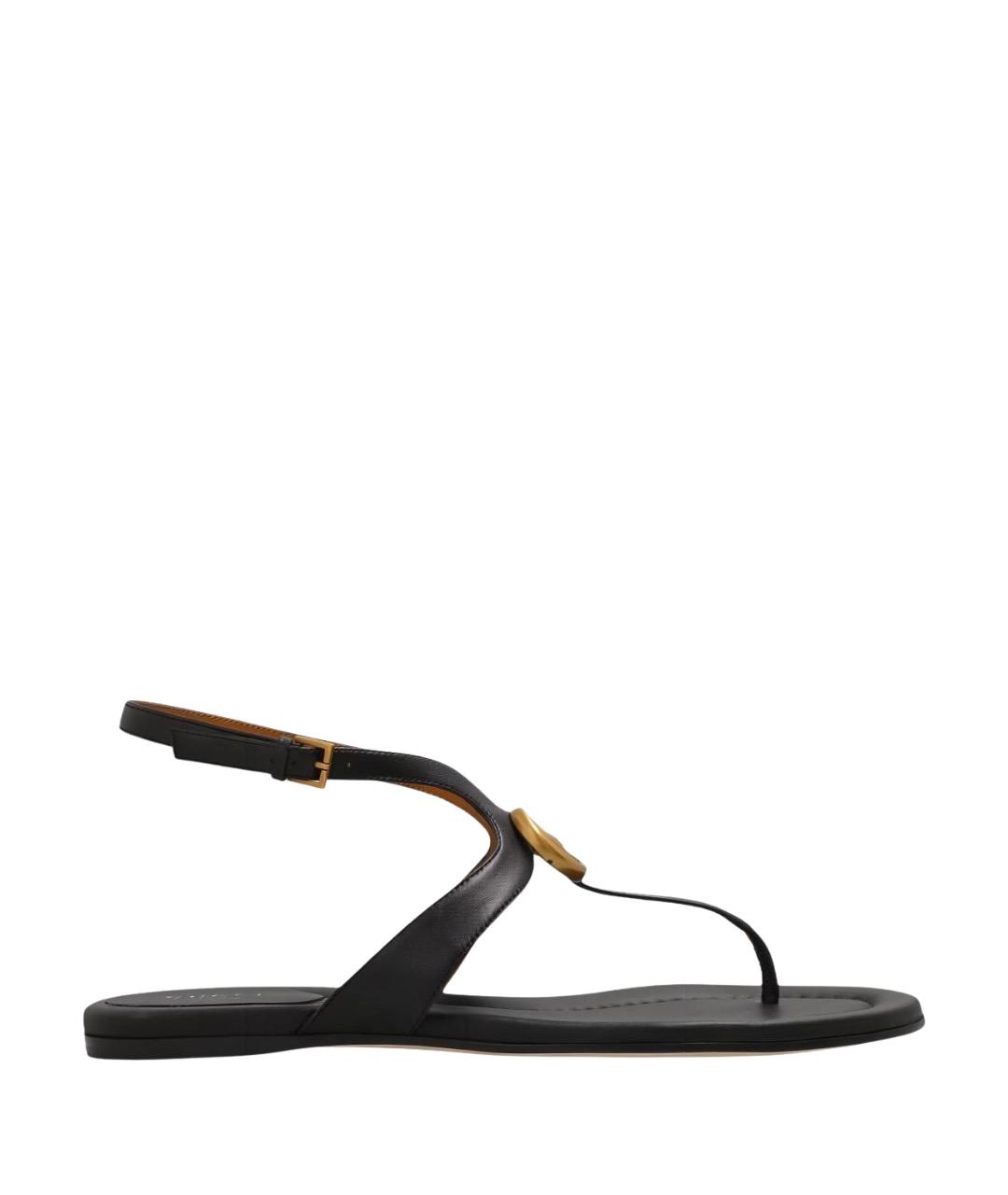 GUCCI Черные кожаные сандалии, фото 1
