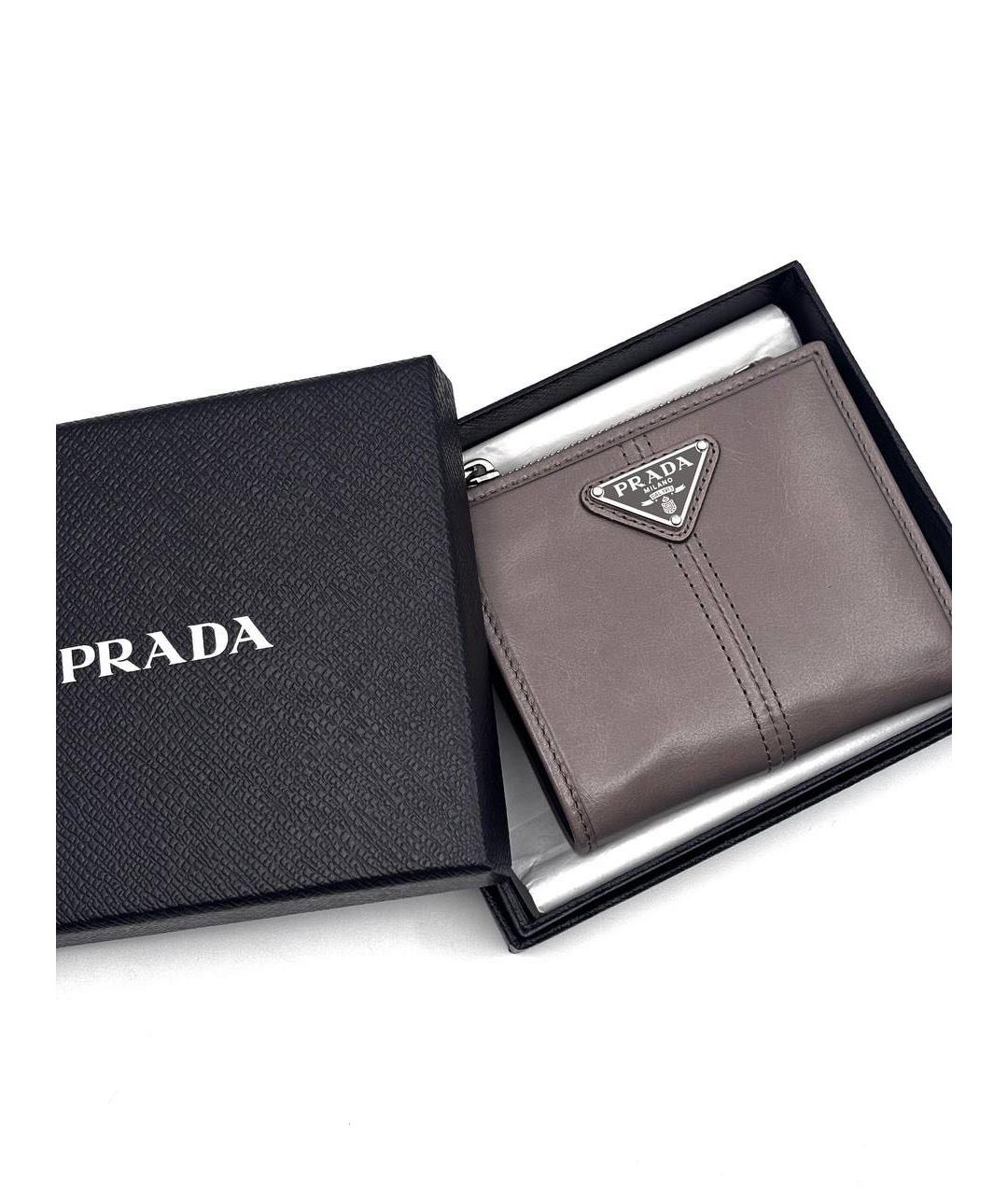 PRADA Коричневый кожаный кошелек, фото 4