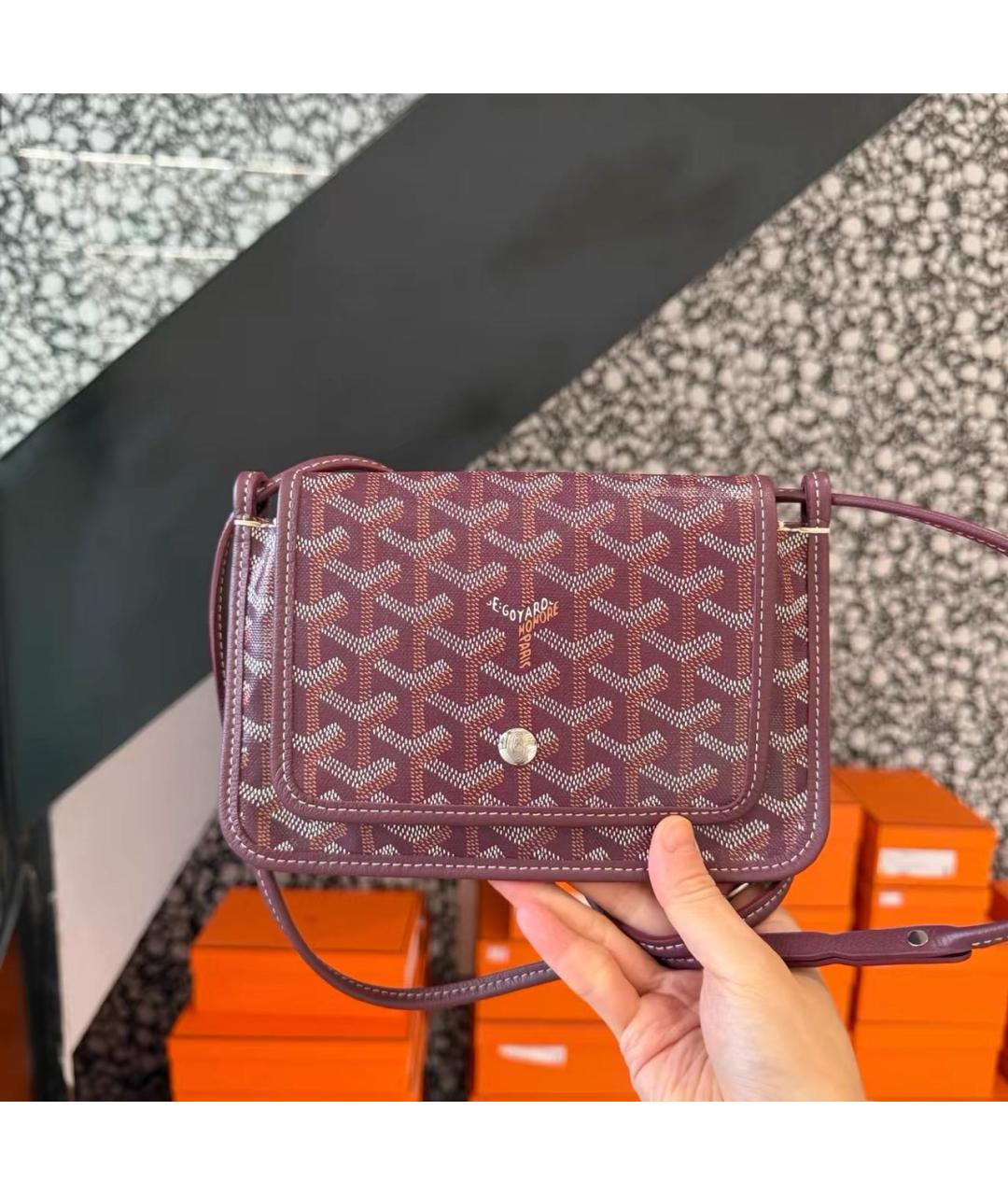 GOYARD Бордовая кожаная сумка через плечо, фото 2