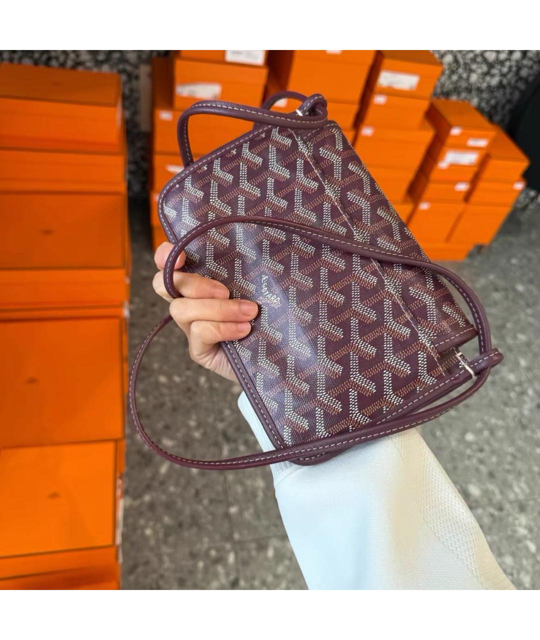 GOYARD Бордовая кожаная сумка через плечо, фото 4