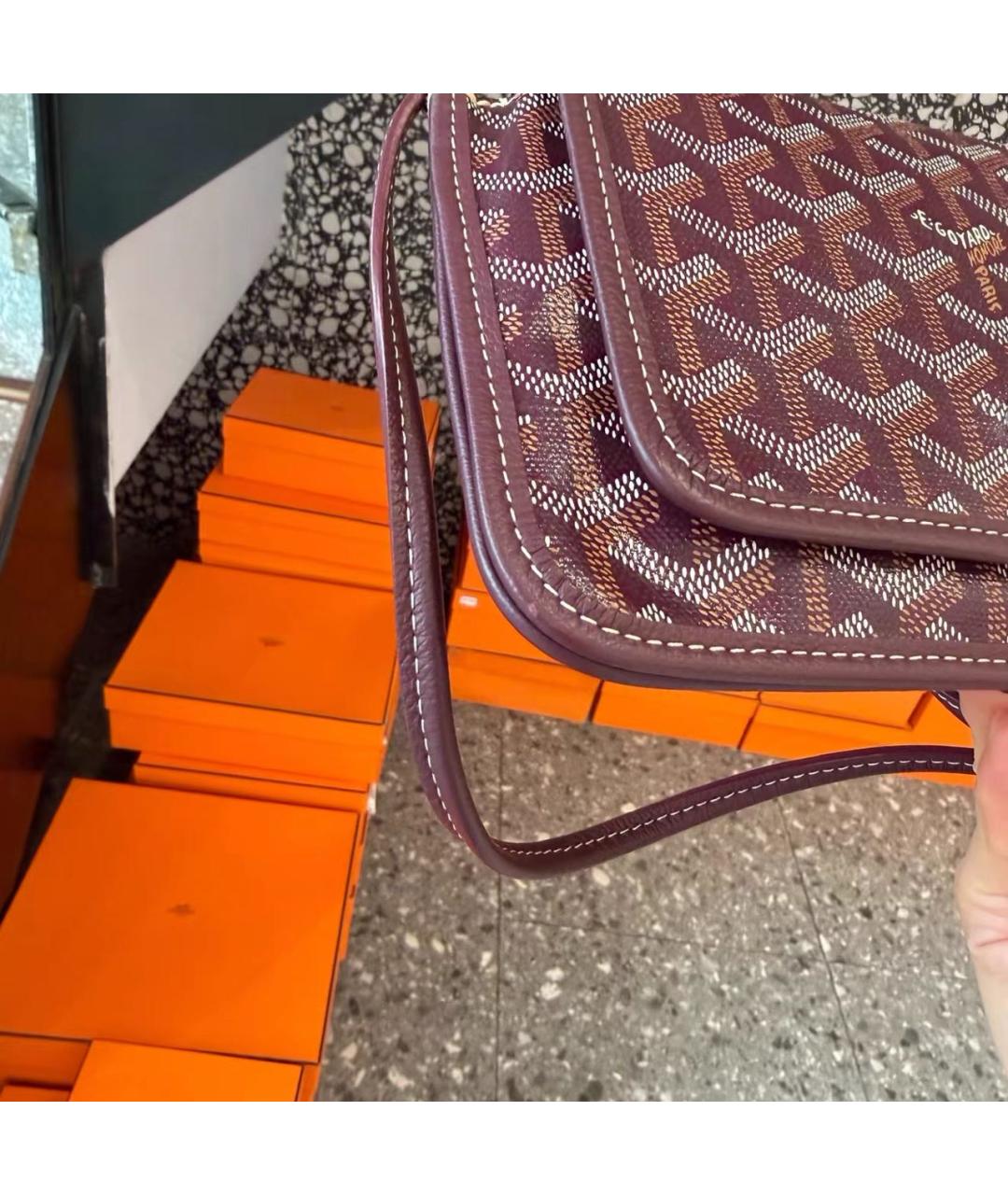 GOYARD Бордовая кожаная сумка через плечо, фото 5