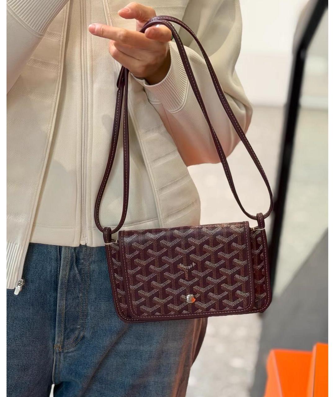 GOYARD Бордовая кожаная сумка через плечо, фото 6