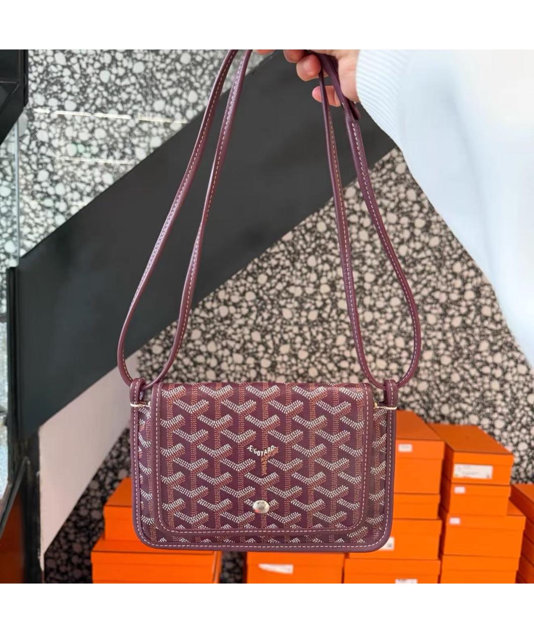GOYARD Бордовая кожаная сумка через плечо, фото 7